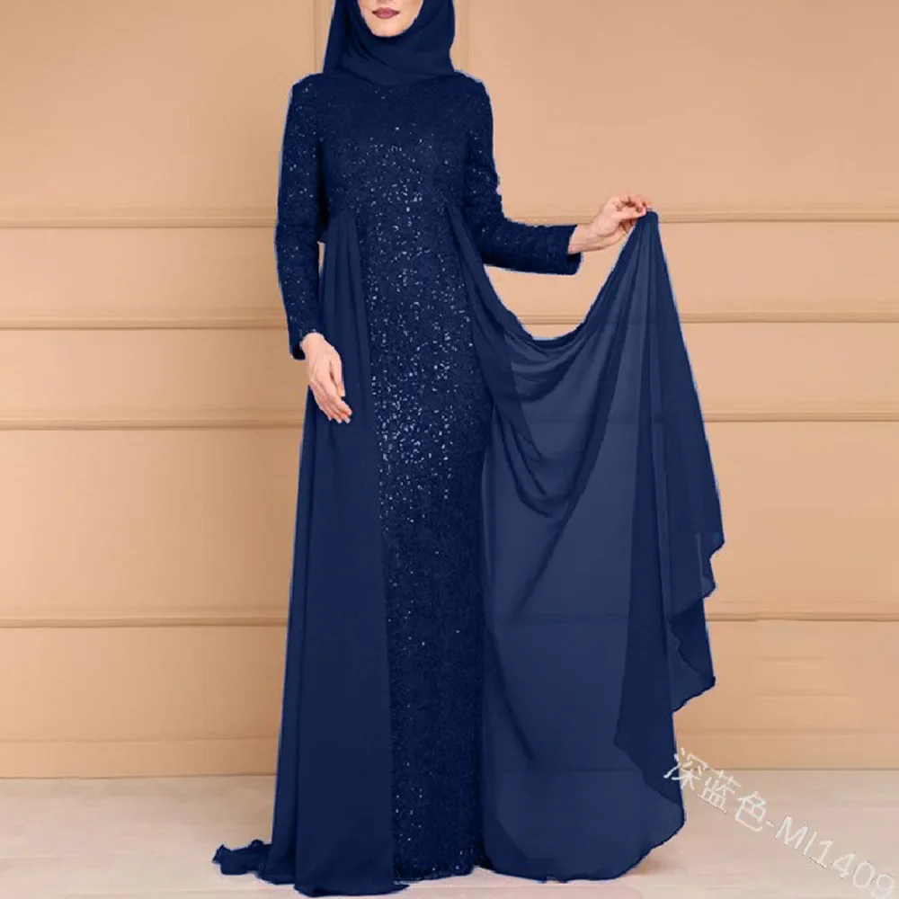 Slim Fit Sequined Dress for Women, Muslim Abaya, Dubai, Turkey, Arabic, Islamic Slim Dress, Long Sleeves, Caftan Hijab, Saudi