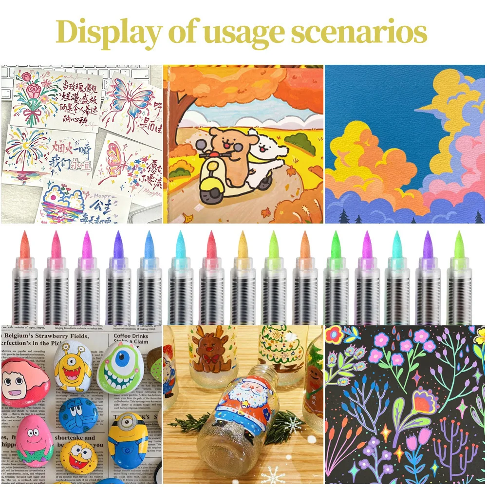 12/24/36/48 Color Acrylic Paint Pen Markers Brush Tip Paint Marker For Rock Painting Wood Canvas Stone, Christmas Gift DIY Craft - Image 6