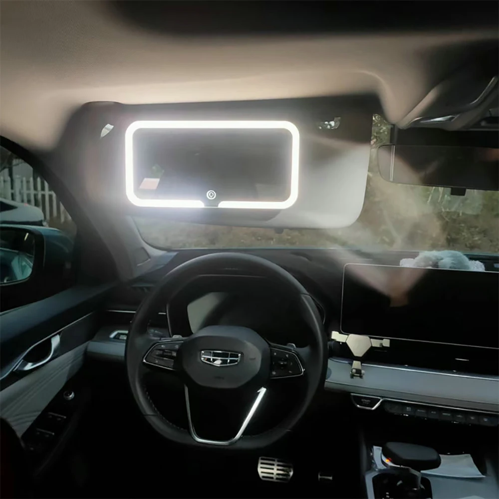 Car Sun Visor Led Lights Modes Stepless Dimming Visor Makeup Mirror Rechargeable Touch Sensor  Car Vanity Mirror