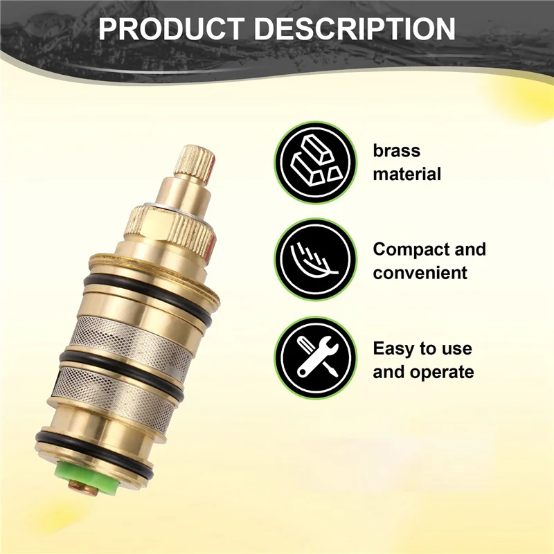AB11-2X Brass Replacement Thermostatic Cartridge,Shower Mixer Valve Bar Repair Kit Intelligent Thermostatic Valve Core