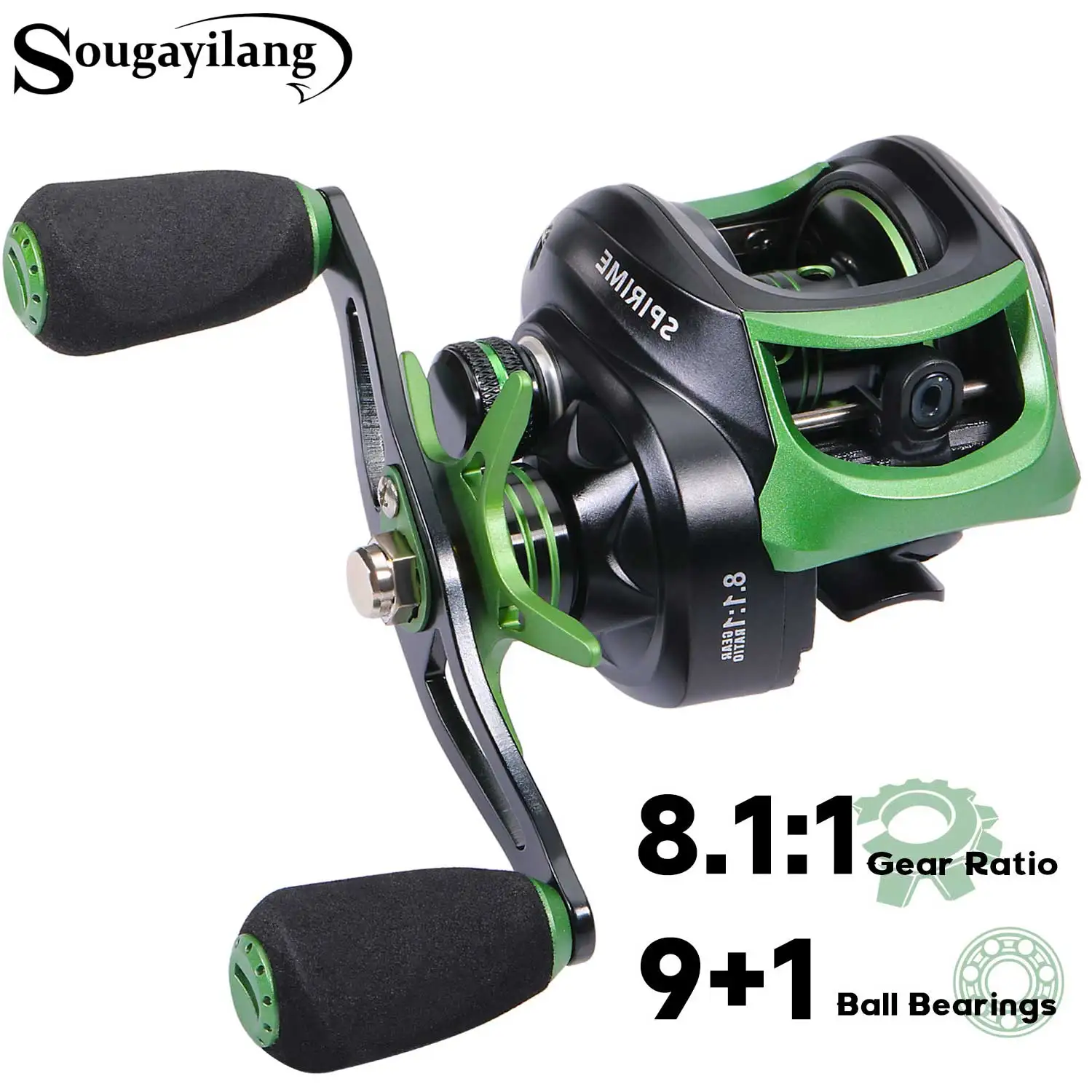 Sougayilang Angel rollen 8.1:1 Hoch geschwindigkeit getriebe 9 1bb Köder gieß rolle mit magnetischem Bremssystem max. Widerstand 9,5 kg Pesca