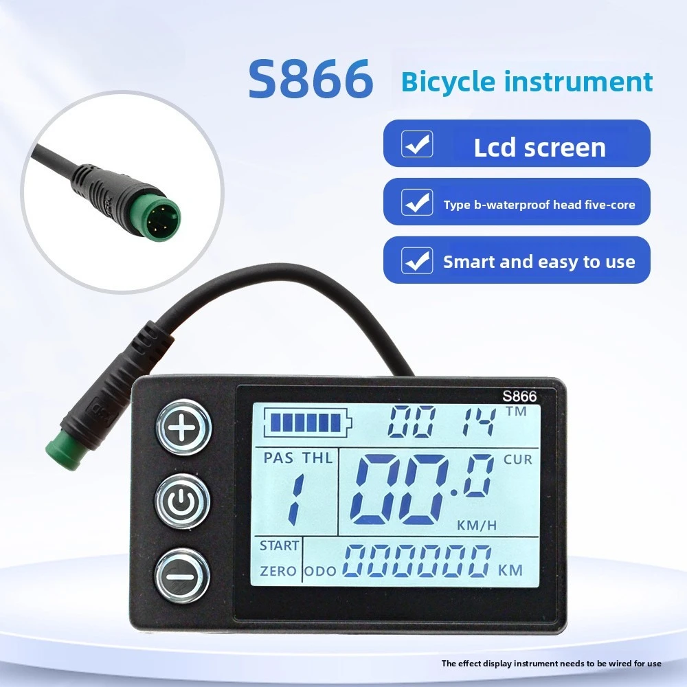 

Type B-S866 Display 5PIN Waterproof Head Electric Bicycle Speed Regulationt Scooter Intelligent LCD Liquid Crystal