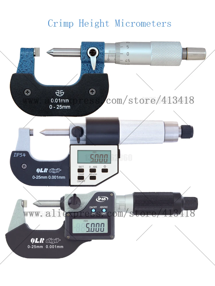 QLR Crimp Height Micrometers 0-25mm 25-50mm 0.001mm Electronic Single Point Micrometers  CHM-MX/QMX 342-271 0-20mm
