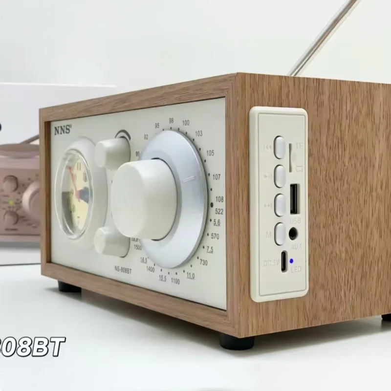 

NS-808BT Портативный ретро AM/FM/SW радио Bluetooth динамик с часами-тюнером радио USB-накопитель TF-карта AUX Настольный деревянный звуковой ящик