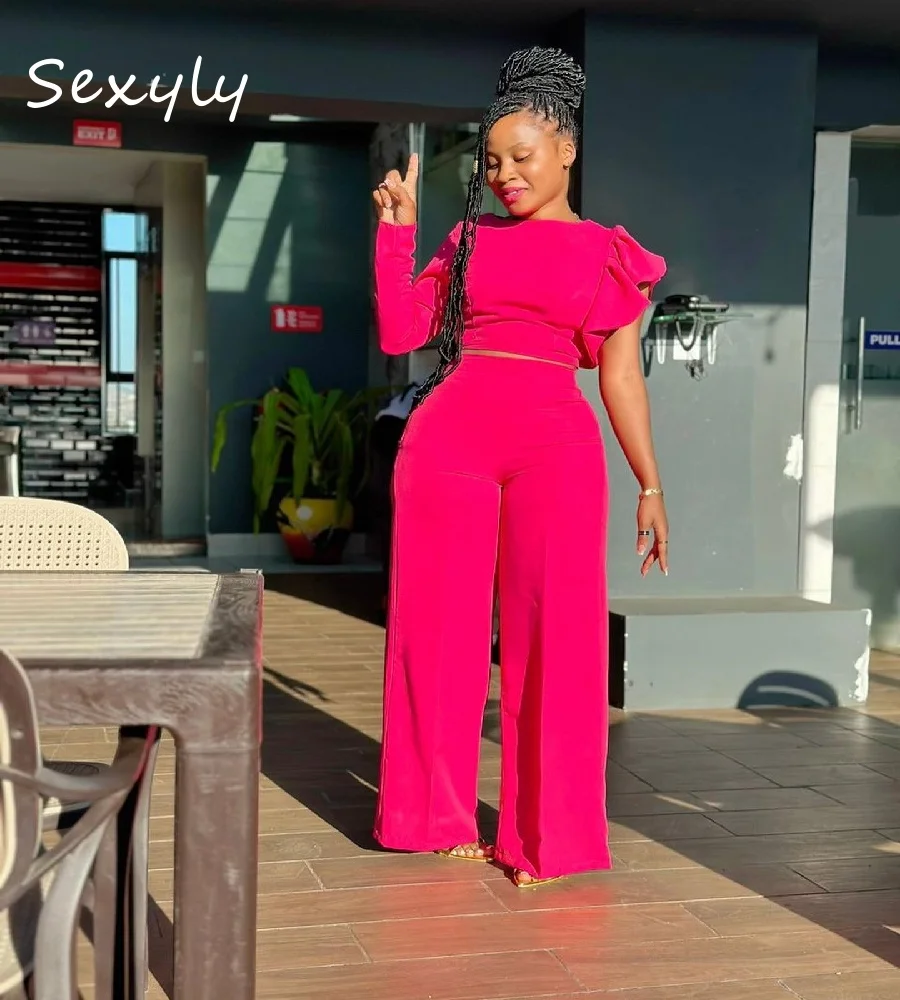 

Elegant Pant Style Prom Dresses 2025 Two Piece Plus Size Satin African Evening Dress Black Women Outfit Formal Party Customized