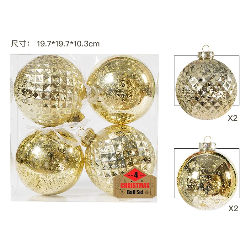 Esferas-Christmas Plastic Ball Ornaments, Hanging Bauble Pendants, Xmas Decor for Home, New Year, 10cm