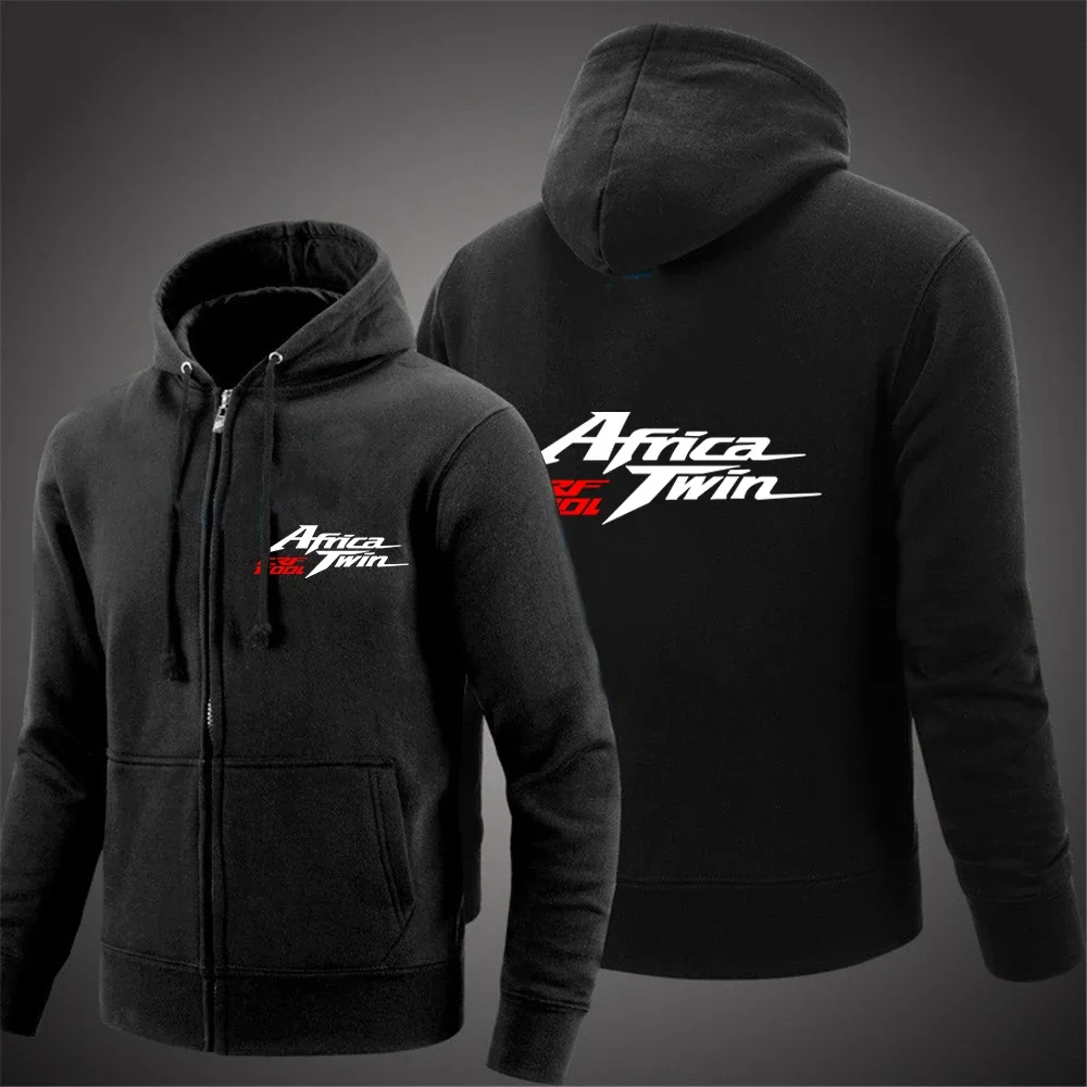 2024 Africa Twin Crf 1000 L Crf1000 Logo Print Casual Hooded Sweatshirt Spring Autumn Men's Long Sleeve Solid Color Zip Hoodies