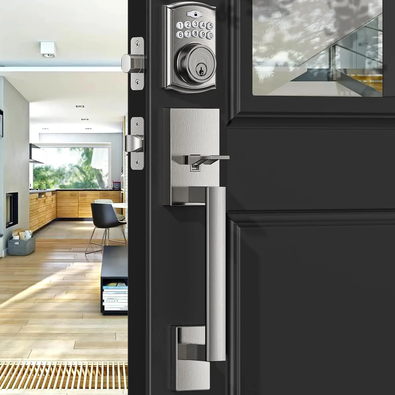 

Big Discount Keyless Entry Door Lock with Handle Electronic Keypad Deadbolt Front Door Lock Set keyless Entry Auto Lock Backlit