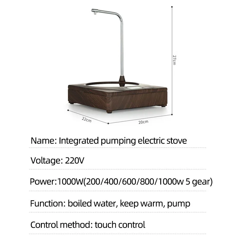 Estufa eléctrica de 1000W, calentador de agua con placa caliente, fabricante de té, tetera, dispensador automático de agua, 220V