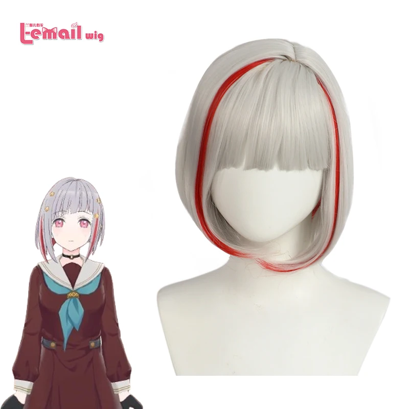 L-email wig Synthetic Hair Hasu no Sora Jogakuin School Idol Club Yugiri Tsuzurii Cosplay Wigs White Color  Heat Resistant Wigs