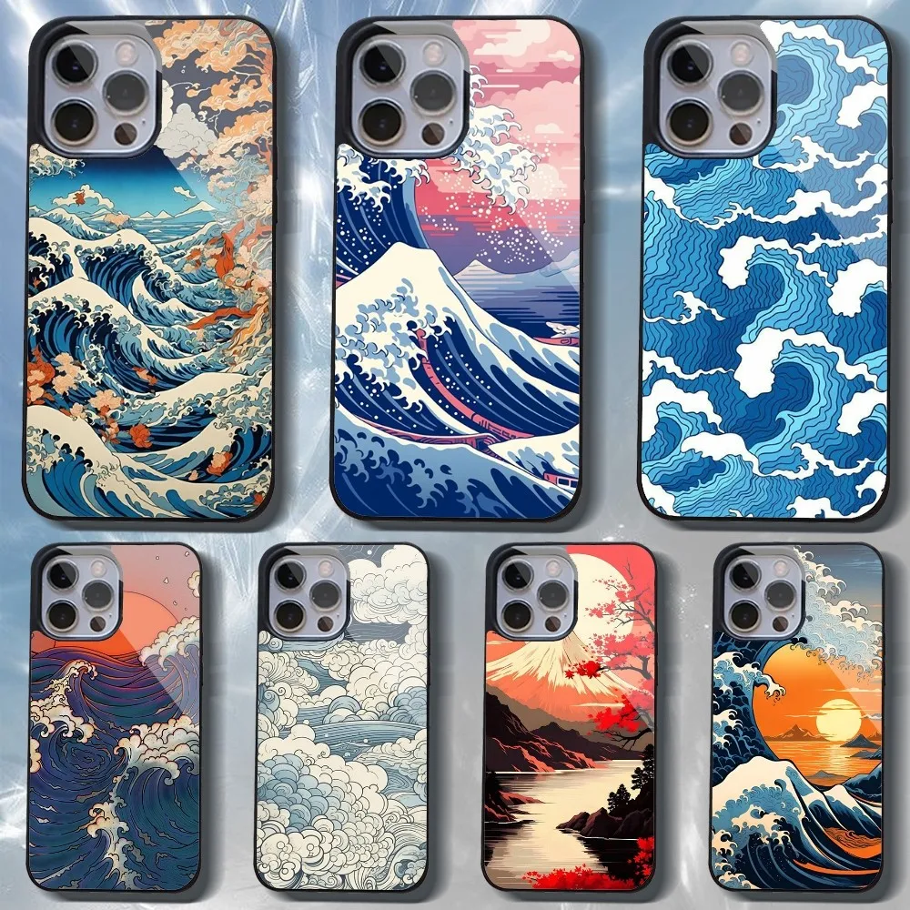 

The Great Wave Off Kanagawa Phone Case For IPhone 16 15 14 13 Pro Max 11 12 Mini Alex Mirror For Magsafe Wireless Charging Cover