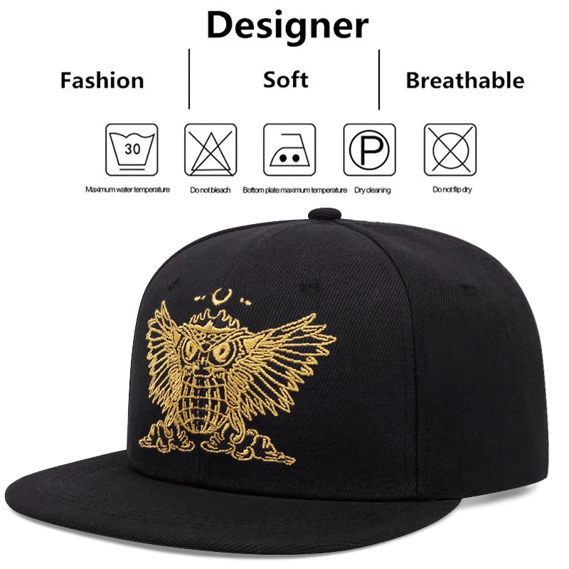 Fashion Eagle Embroidery Series Hat Baseball Hat Straight Buckle Snapback Cap Youth Hip Hop  Adjustable Cowboy Hat