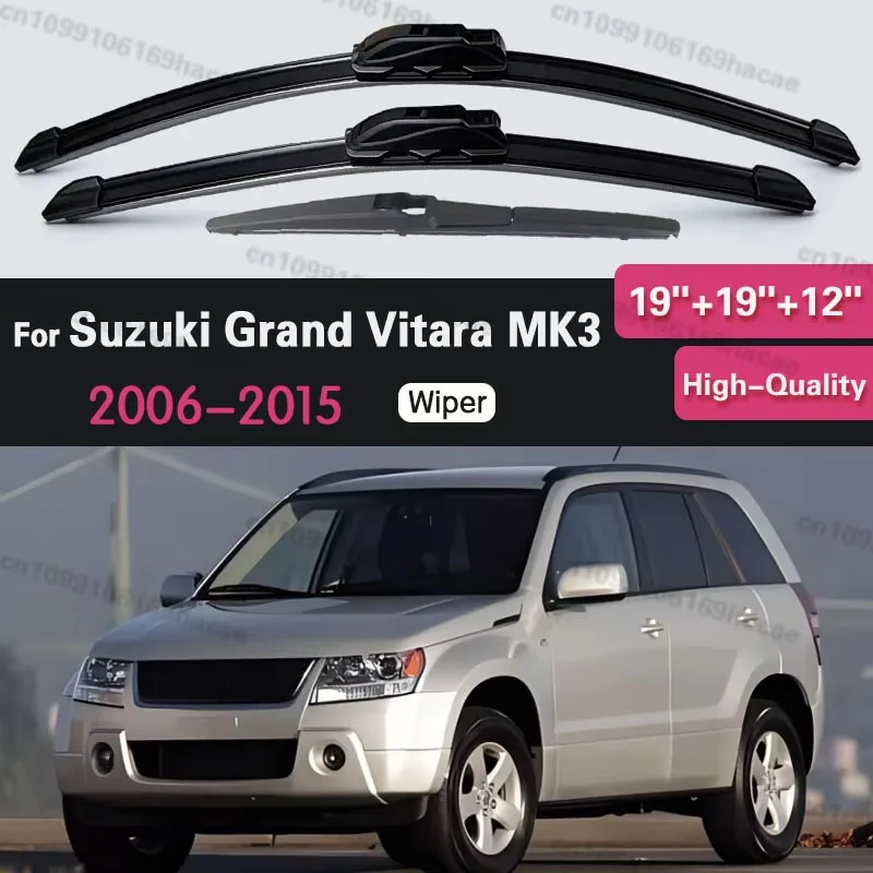 

Front Rear Windshield Windscreen Washer Wiper Blade For Suzuki Grand Vitara MK3 2006-2015 Car Accessories 19"+19"+12"