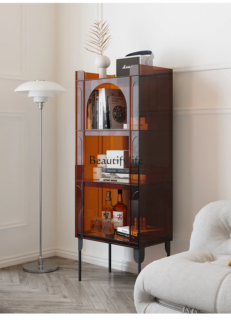 

Acrylic light luxury shelf storage display cabinet living room wine cabinet floor bookshelf