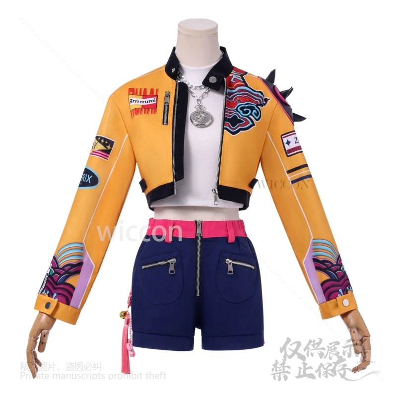 Аниме Охотники на демонов Зои Мира Руми Кпоп Косплей Желтое пальто Костюм Женский фэнтезийный костюм Наряд Ролевая игра Хэллоуин Полный комплект Вечеринка