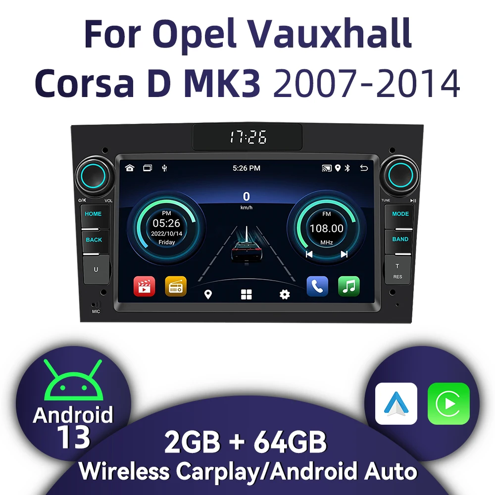راديو أندرويد 2 Din لأوبل فوكسهول كورسا D MK3 2007-2014 7 "شاشة لاسلكية Carplay سيارة الوسائط المتعددة رئيس وحدة ستيريو Autoradio #2