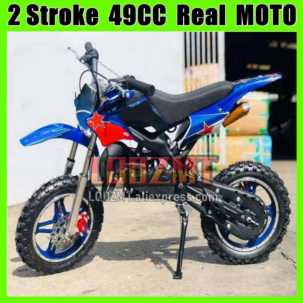 49CC 50CC 2 Stroke Dirt Bike MINI Motorcycle Gasoline MOTO Off-road Mountain Superbike Child Adult Children Boy Racing Motorbike