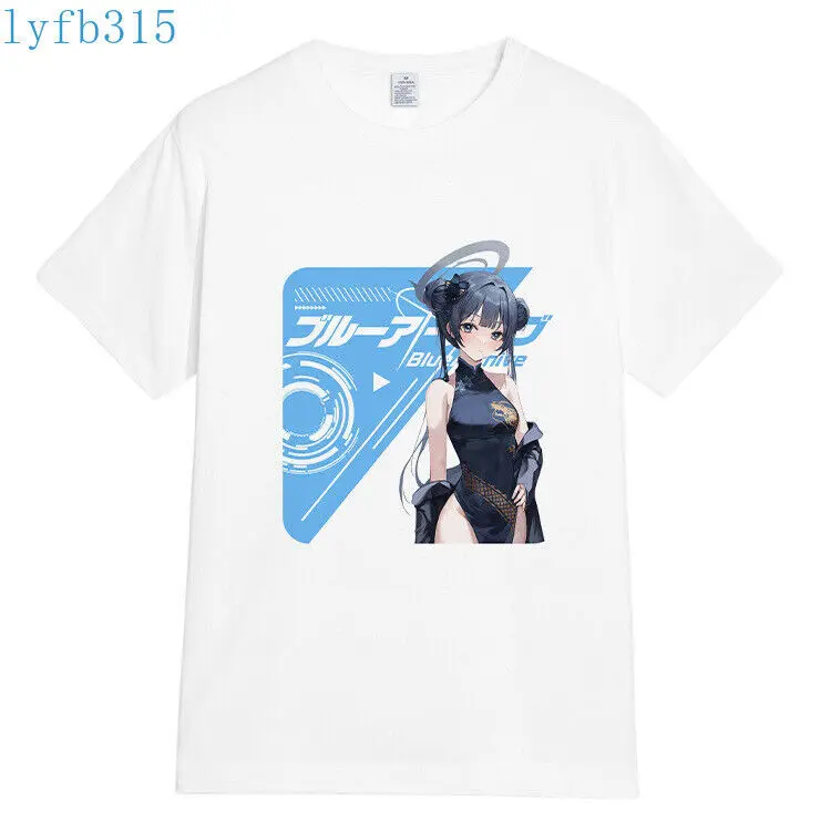 Anime Blue Archive T-Shirts Men Women White Short Sleeve Basic Tops #B