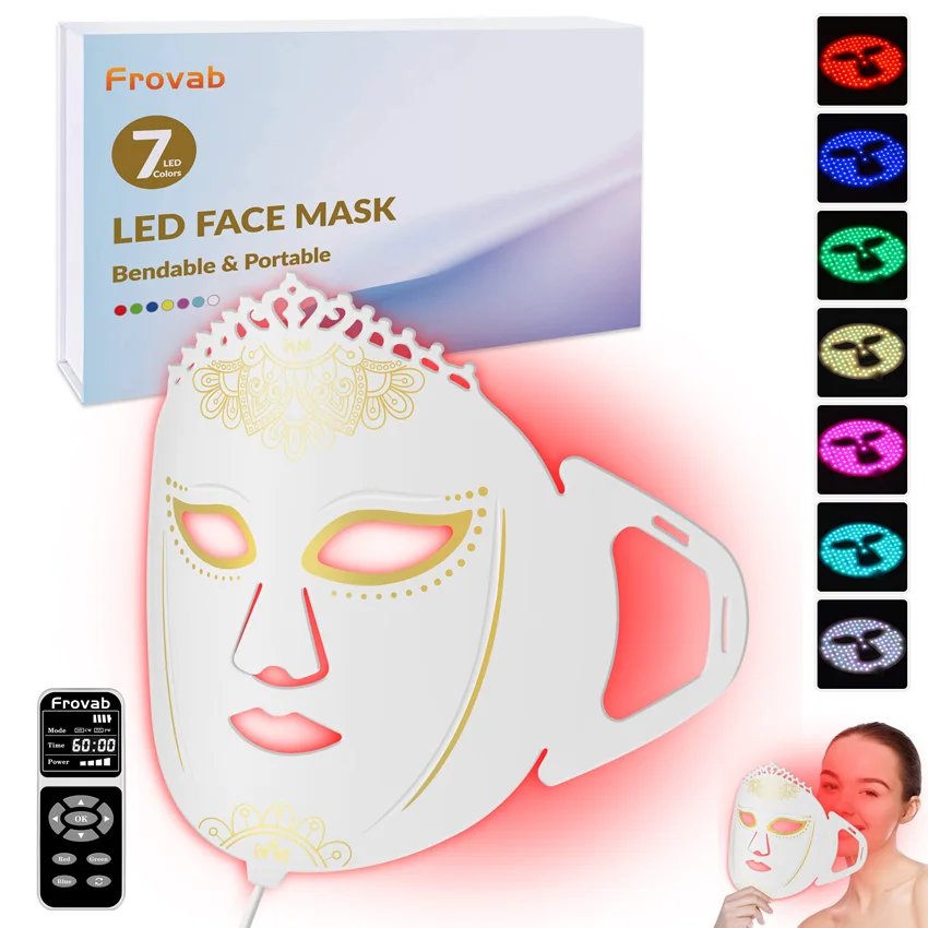 LED Light Therapy Máscara Facial, equipamento PDT, SPA Dispositivo Facial, rejuvenescimento da pele, anti-envelhecimento, firmando, 7 cores, 360pcs