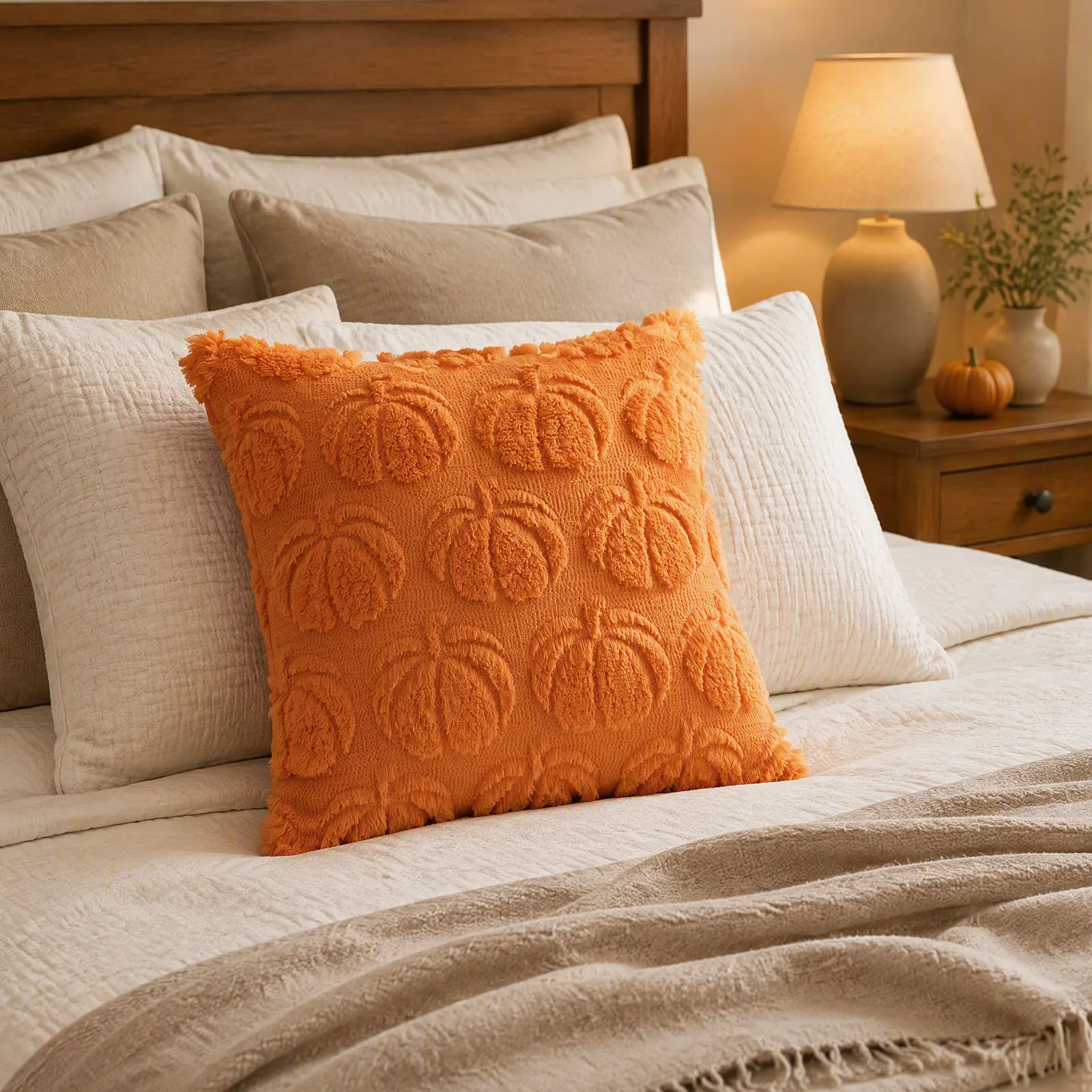 Halloween Plush Pillow Covers 18x18 Pumpkin Ghost Spooky Pillows Decorative Throw Pillows for Sofa Couch Home Decorations ﻿