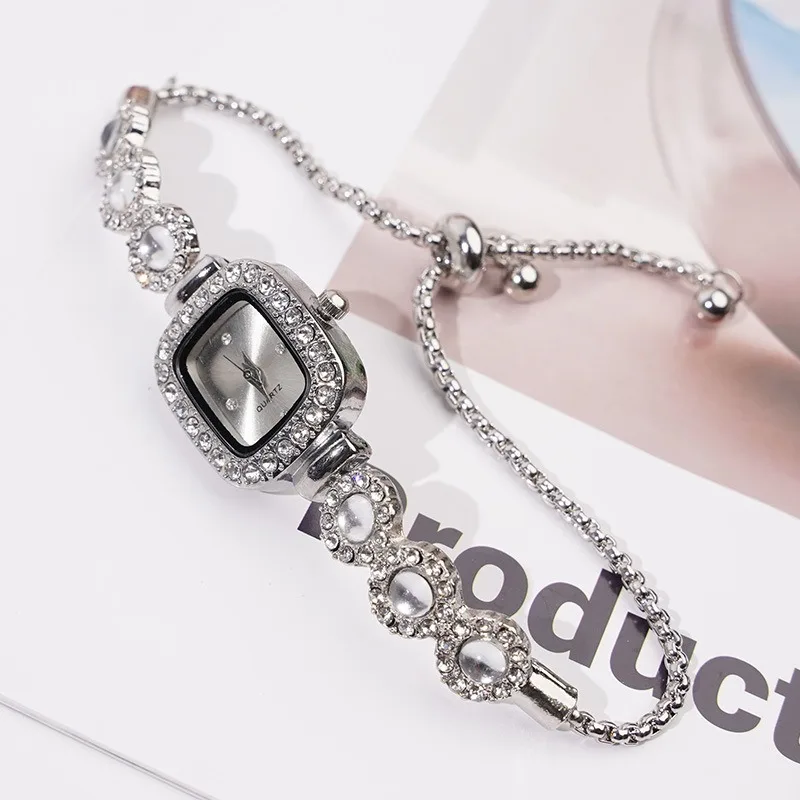

Новые модные женские кварцевые наручные часы, женские выдвижные часы с ремешком и бриллиантами, браслет, роскошные подарочные часы, дропшиппинг