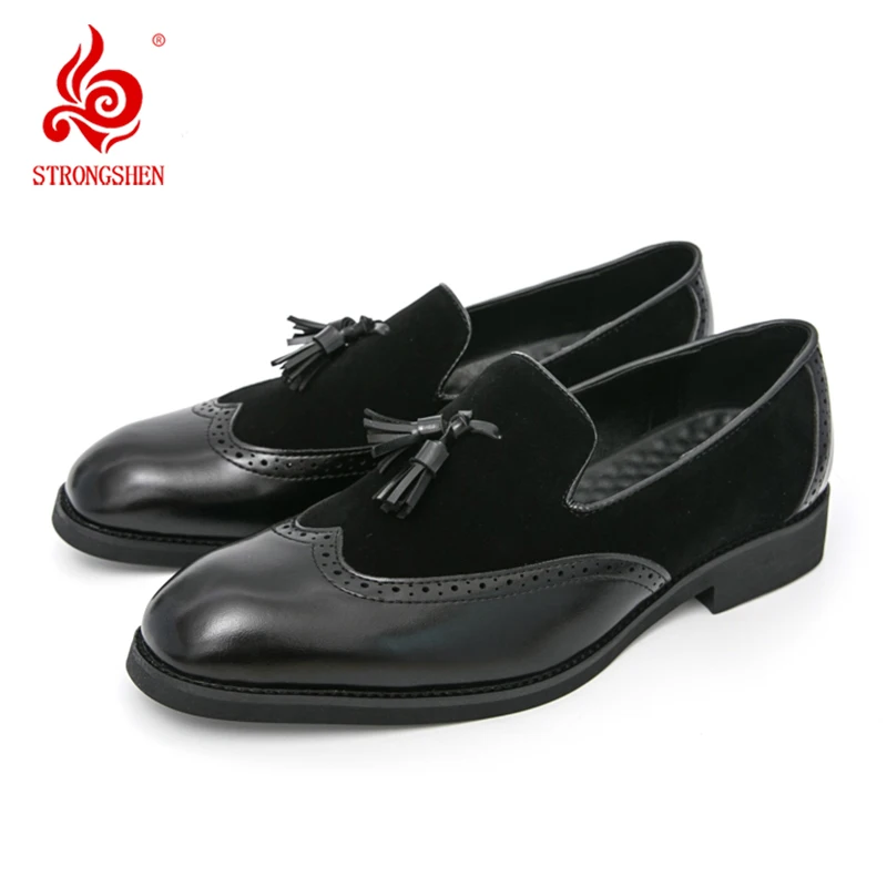 

STRONGSHEN Men Tassels Leather Formal Shoes Business Leather Dress Shoes High Quality Office Work Loafers Male Casual Shoes