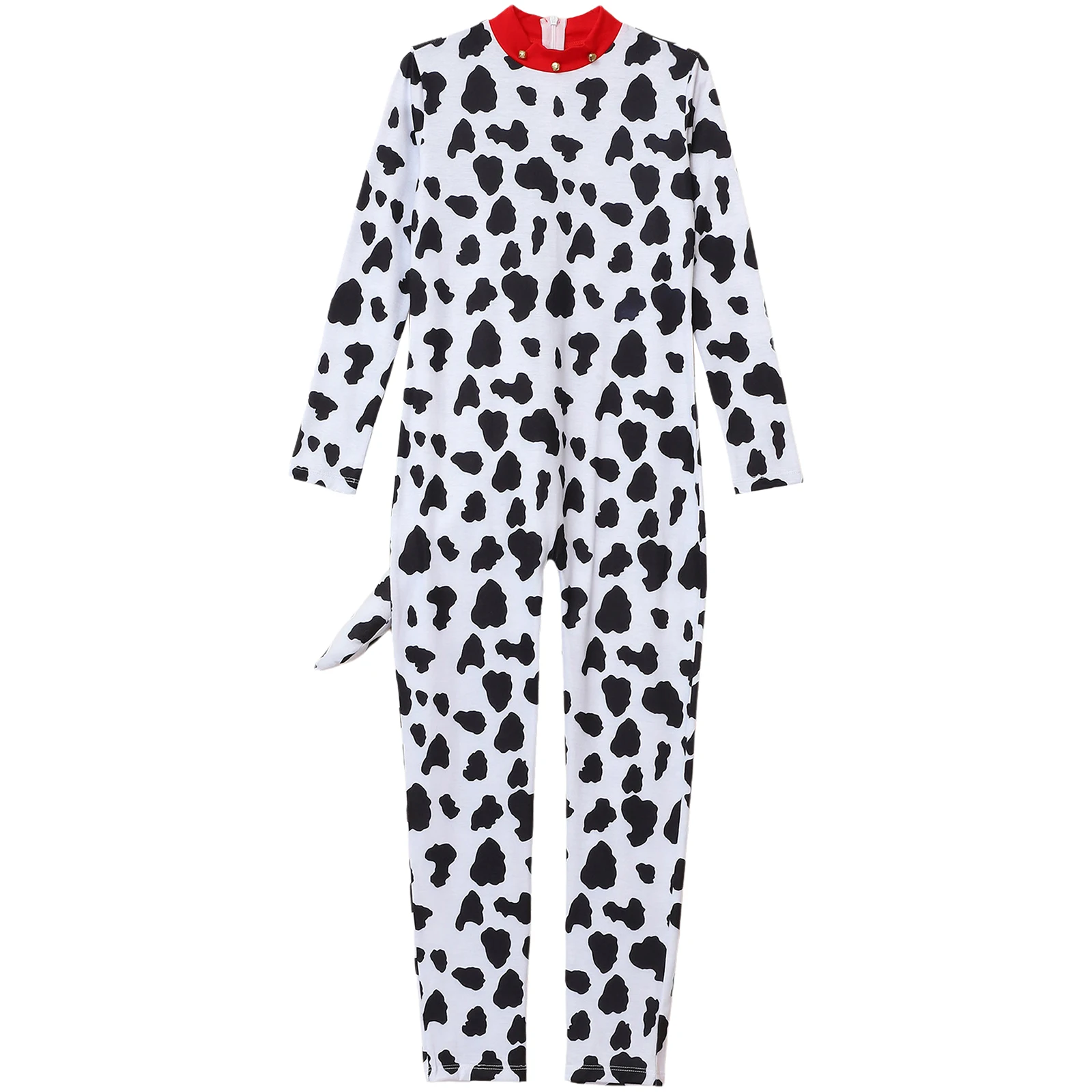 Kids Unisex Dalmatian Animal Cosplay Costume Bodysuit Long Sleeve 3D Tail Puppy Jumpsuit Cute Animal Costume Halloween Outfits