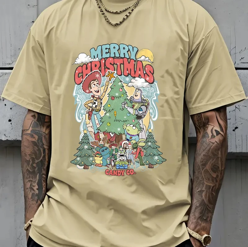 

Рождественская мужская футболка Disney Official Toy Story — футболка с рисунком Базза Лайтера и Вуди, круглый вырез, короткий рукав