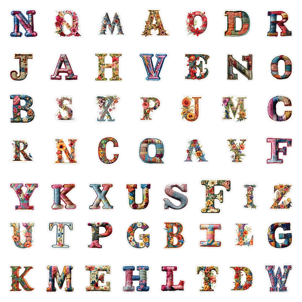 10/52PCS ตัวอักษรภาษาอังกฤษ Graffiti สติกเกอร์การ์ตูนสร้างสรรค์ของเล่นเด็กสไตล์ Retro ตกแต่งแล็ปท็อปโทรศัพท์กีตาร์จักรยาน Decals