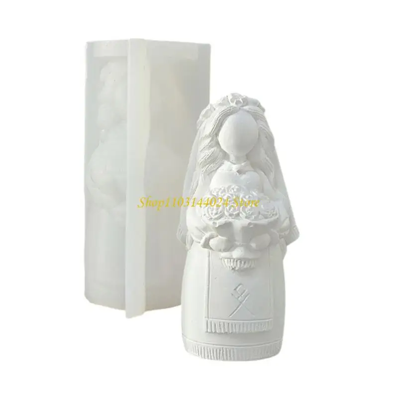 N5KE Bride قالب سيليكون قوالب مشروع سيليكون قوالب صنع الشموع مثالية لصناعة صابون الشموع وفنون الفوندان