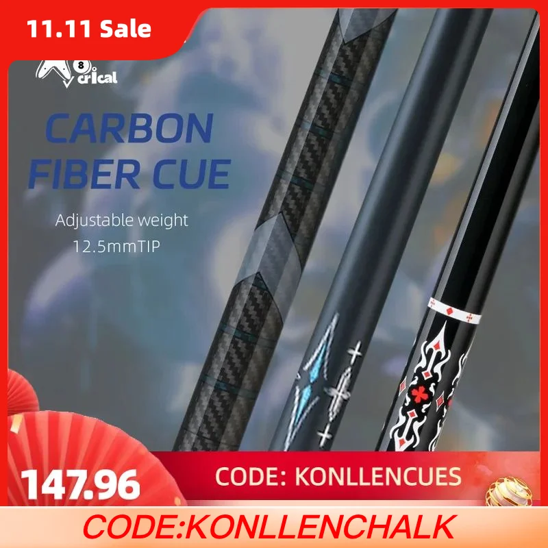 

CRICAL Carbon Fiber Billiard Pool Cue Stick Black Technology Carbon Pool Cue Stick Kit 11.5/12.5mm Extender with Billiard