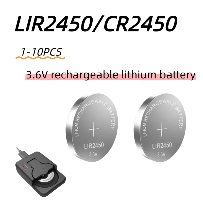 

1-10PCS LIR2450 3.7V 120mAh Rechargeable Lithium-ion Button Battery Coin Cell For Watch Toy Car Key Solar Flashlight