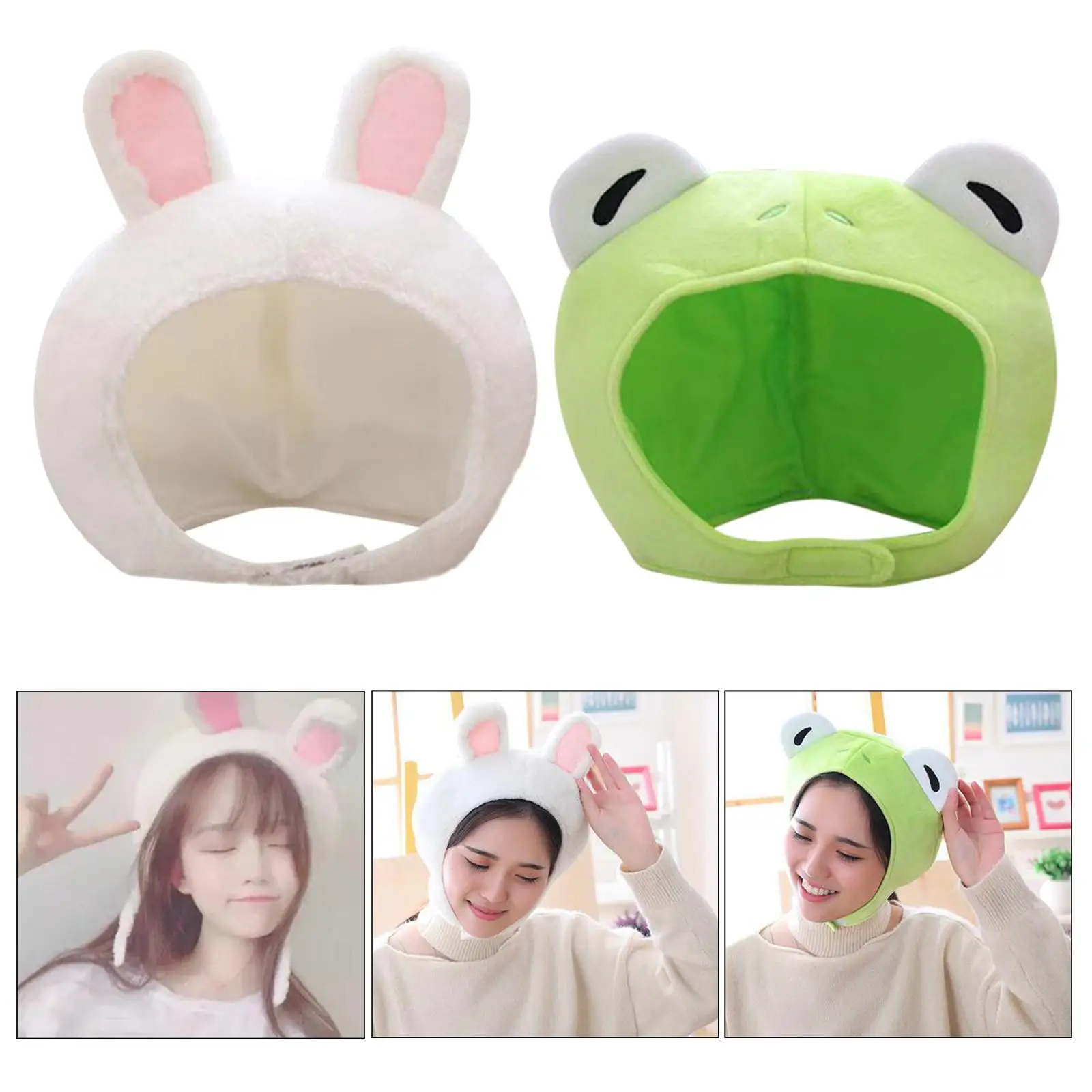 Novelty Plush Animal Hat Winter Warm Rabbit Ear Headwear for Adult Unisex Party Photo Booth Fun Costume Prop Gift