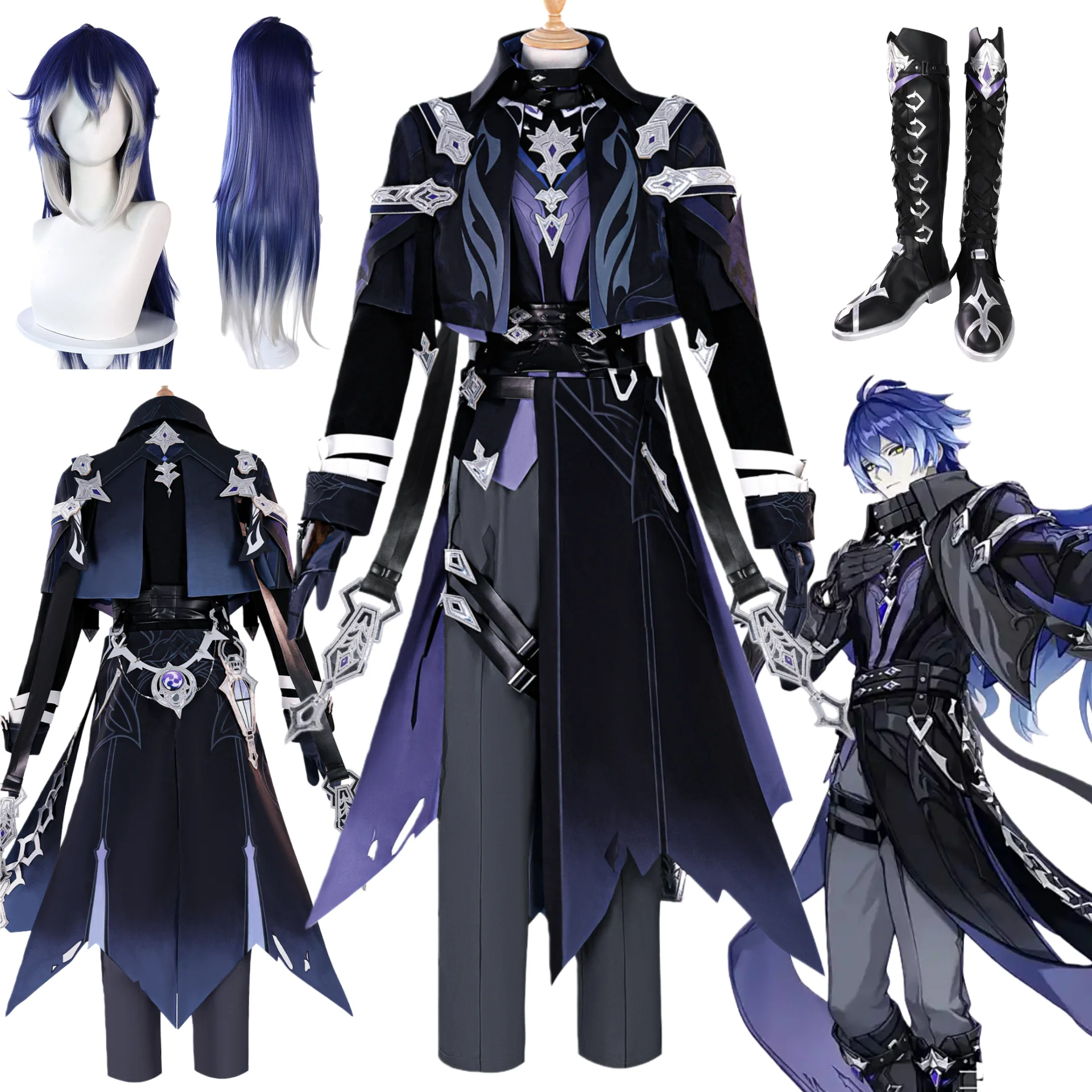 Genshin Impact Kyryll Chudomirovich Flins Cosplay Game Costume Wig Anime Clothing