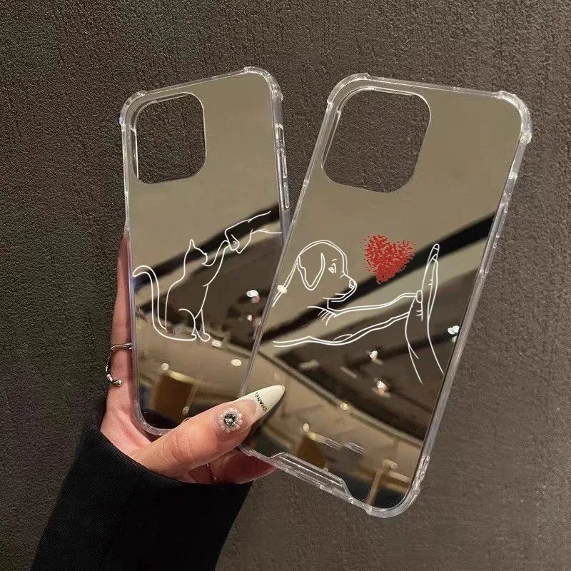 Cat Dog High Five Mirror Soft Phone Case For Samsung Galaxy S25 S24 S23 S22 S21 Ultra Plus FE A06 A14 A23 A36 A52 A55 A56 Cover
