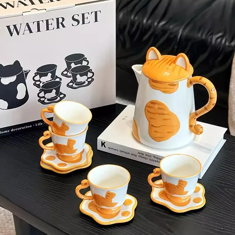 

Cute Cat-shaped Tea Set, Ceramic Water Cups Kettles Utensils, Teapots, Wedding Gifts Creative Household Drinking Utensils