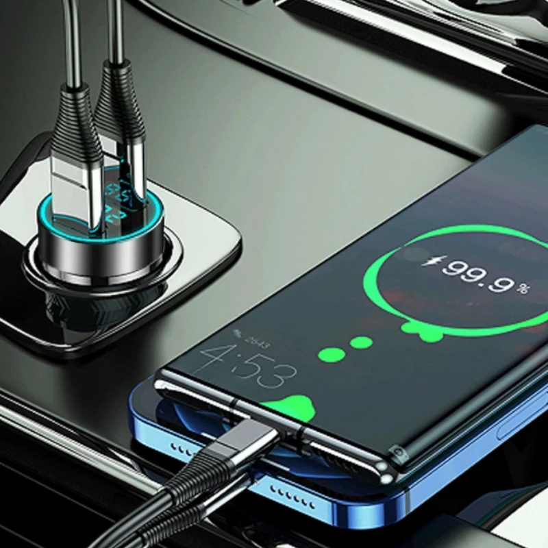 240W 2-poorts autosnelheidslader Digitaal display Spanningsmeting Universeel digitaal display USB-oplaadadapter Auto-accessoires