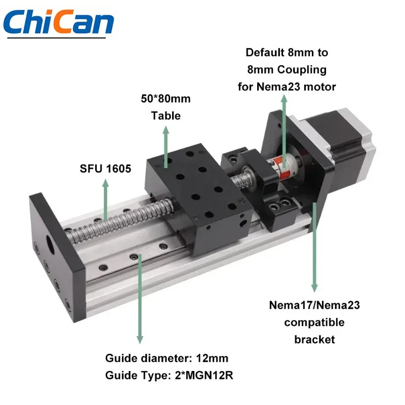 

【specialized】CNC Ball Screw Linear Rail Motor Kit Sliding Table SFU1605 Nema23 Motor Slide Table Linear Guide Stage XYZ Axis Mo