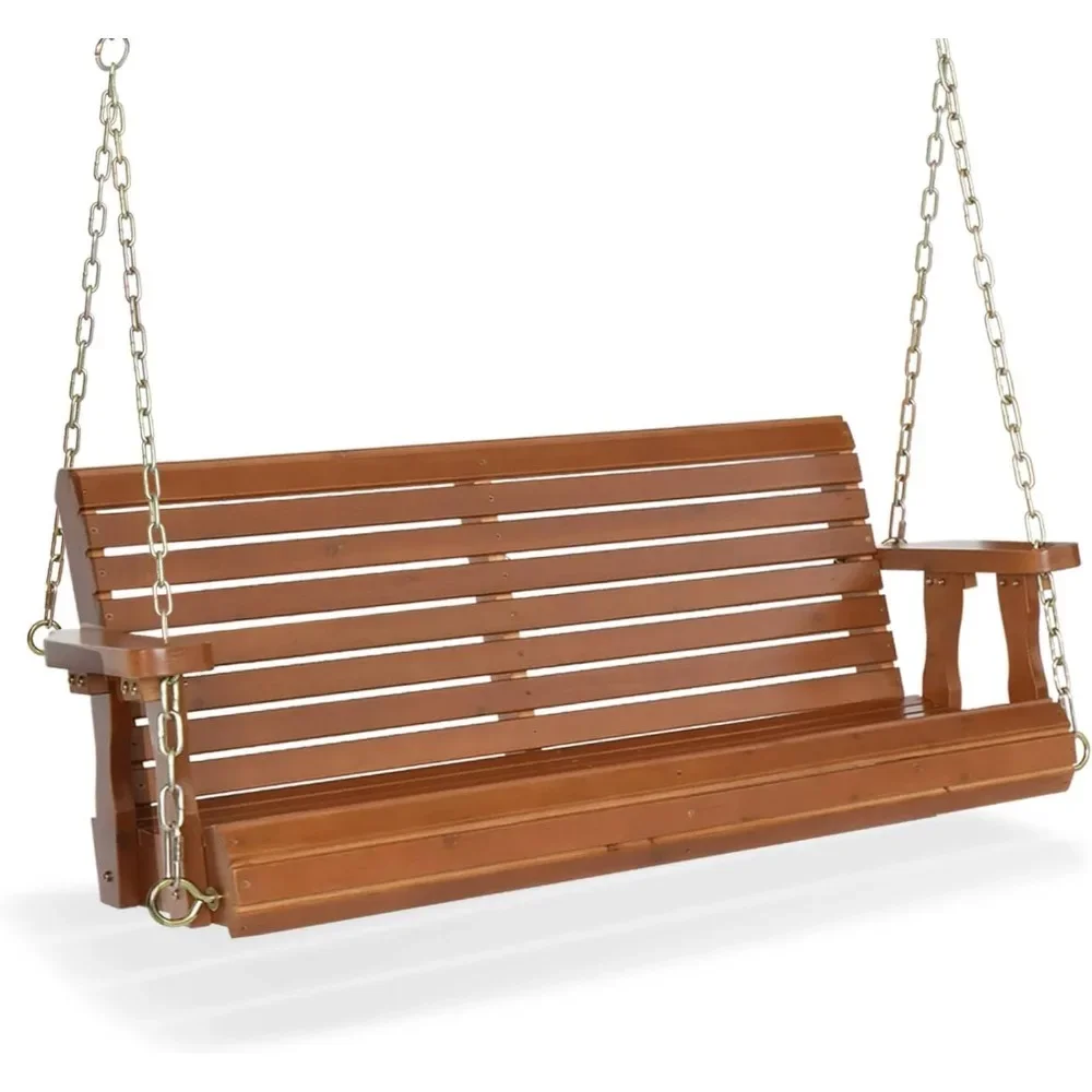 

Upgraded Patio Wooden Porch Swing for Courtyard & Garden, Heavy Duty 880 LBS Swing Chair Bench with Hanging Chains for Outdoors