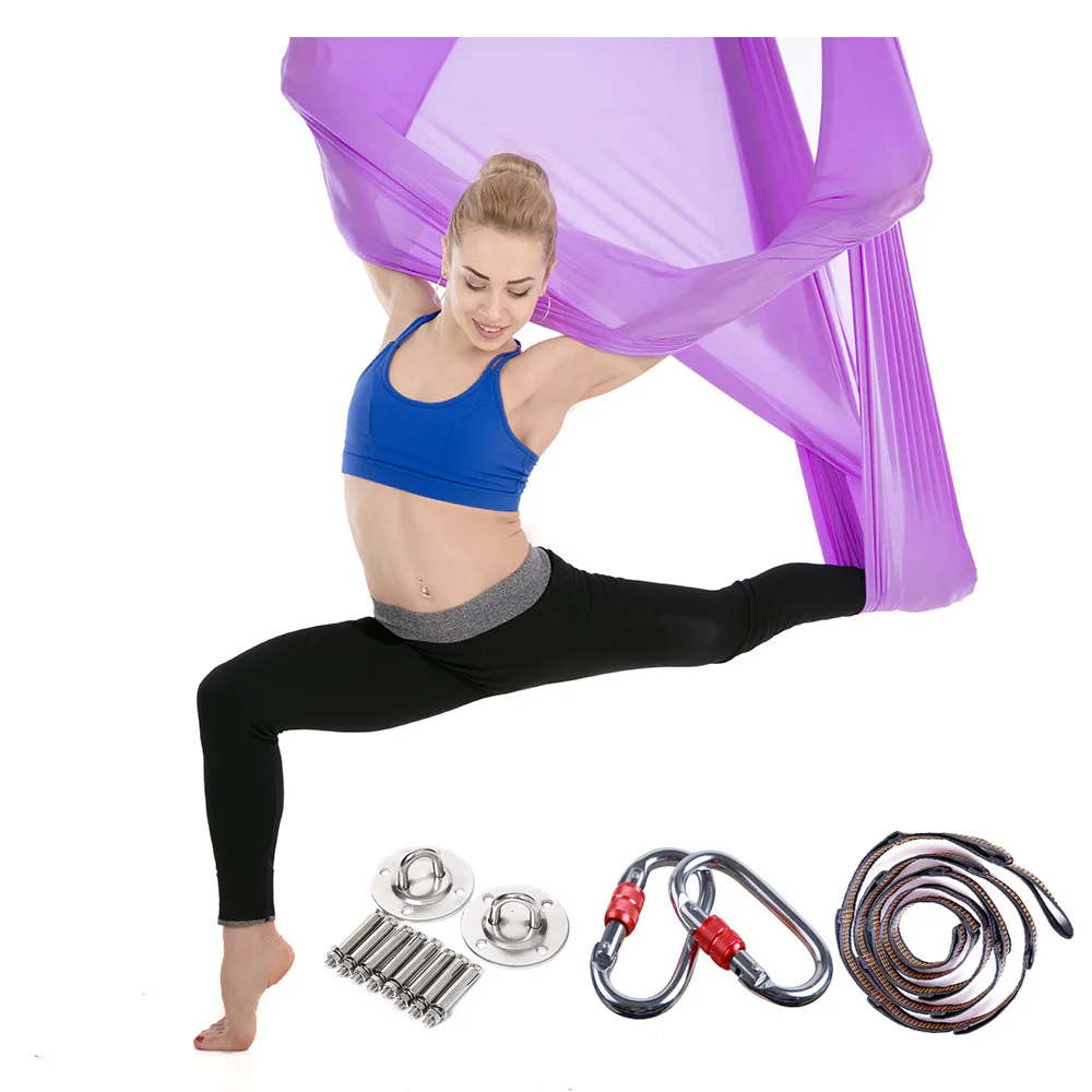 

5x2.8m Full Set Yoga Studio Aerial Yoga Hammock Handstand Гамак Детский Home Stretch Strap Sling Elastic Extension Yoga Hammock