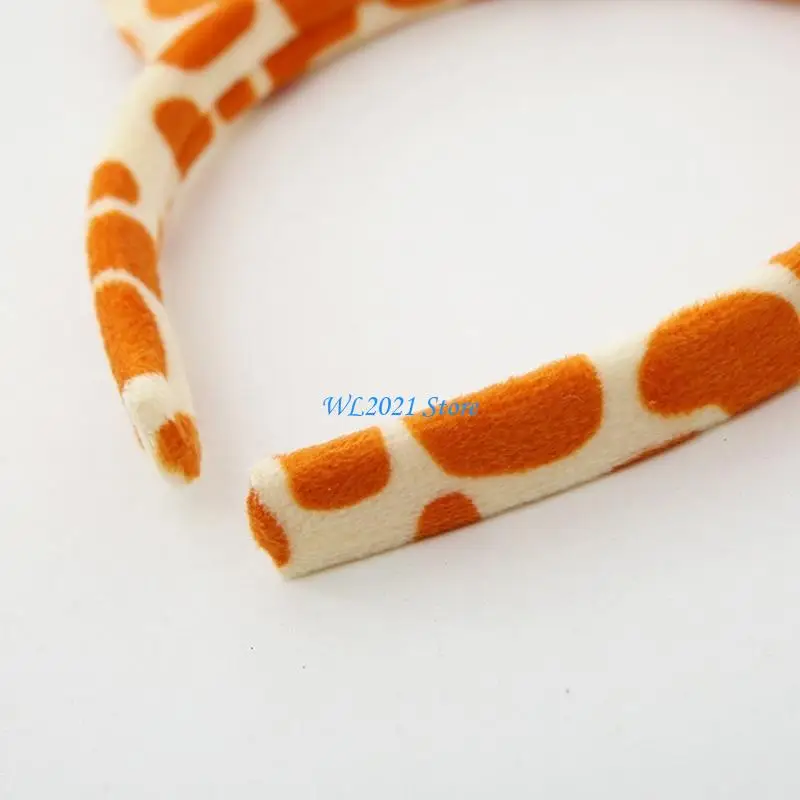 G5GC Plush Hair Hoop Animal Renindeer Ears Antler Onler Beading Cartoon Party Prop