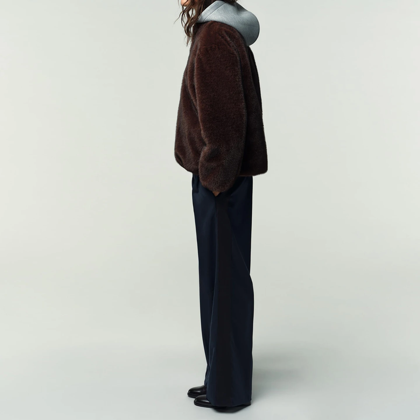 Z 2025 novo faion retalhos piloto jaet casaco feminino stand fit longo sve fechamento com zíper casual outerwear