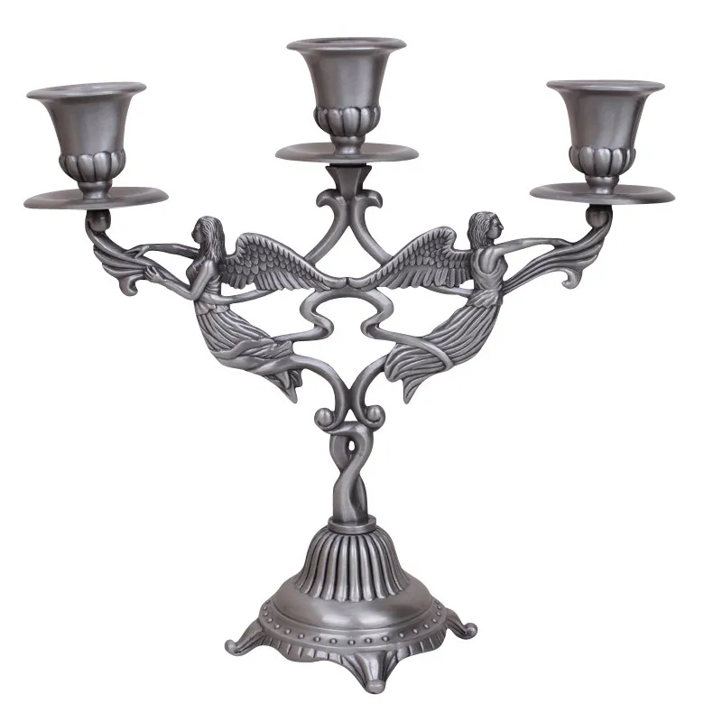 

Antique Church Metal American Home Decoration Wax Table Romantic European Candlelight Dinner Three-headed Candle Table