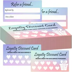 Referral and Loyalty Discount Card Business Referrals Reward Awards Cards 3.5x2Inch Double Sided Loyalty Cards 100Pcs 2 Designs