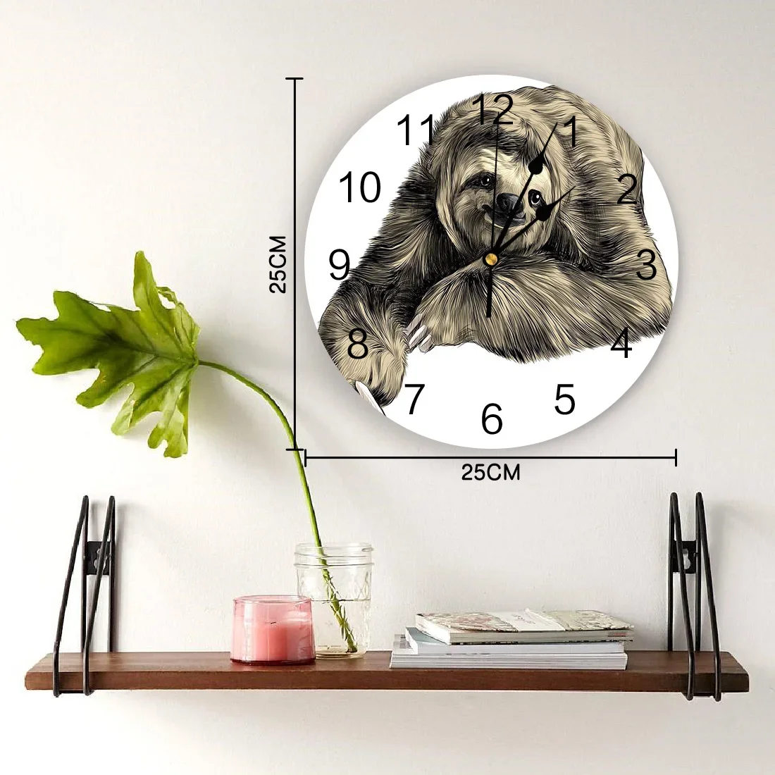 Imagem -04 - Sloth Animal Pvc Relógio de Parede Decoração da Sala de Estar Relógio de Parede Design Moderno Casa Decorações Relógio Digital