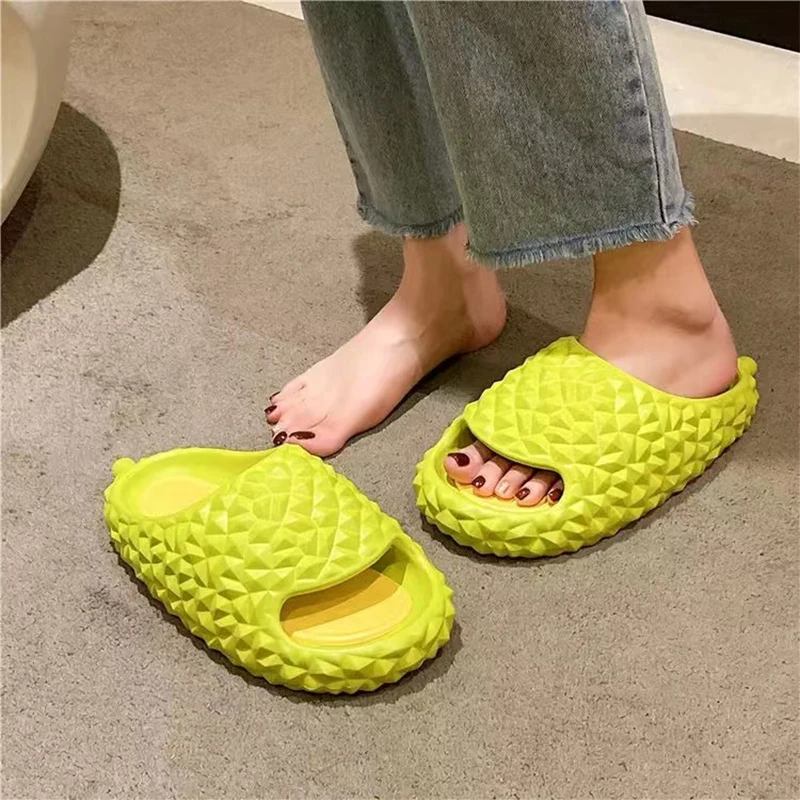 Stepping on Poop Feels Like Summer Fashion Durian Couple's Home Slippers, Internet Famous Women's Outdoor Wear Sandals image 3