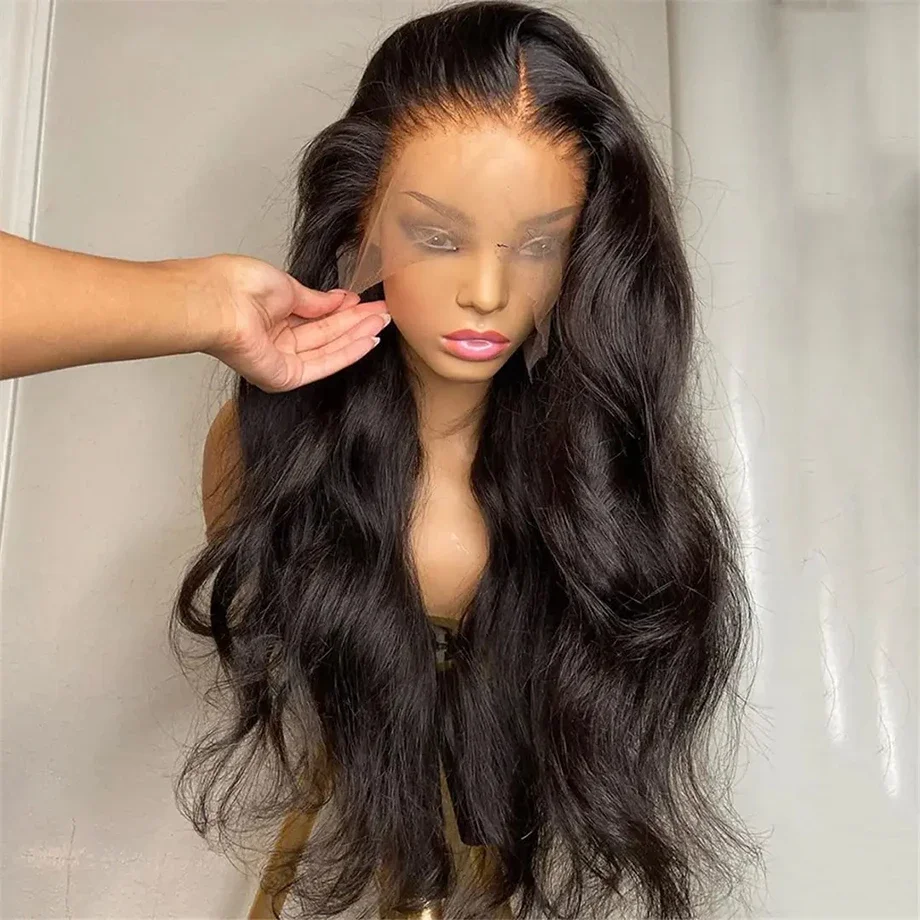 Natural 26Inch Long Black Soft 180Density Body Wave Lace Front Wig For Women BabyHair Heat Resistant Glueless Preplucked Daily