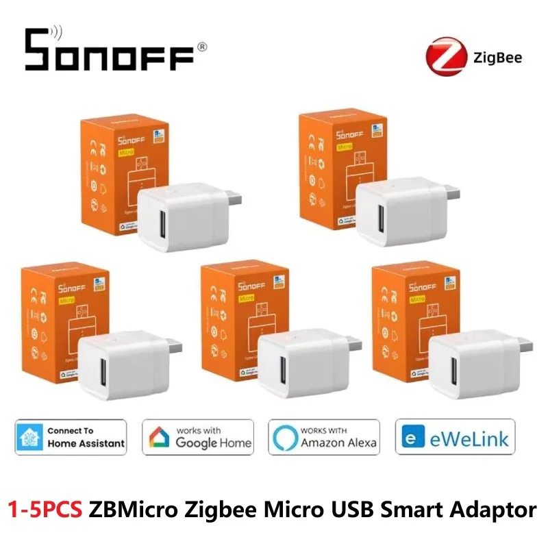 SONOFF ZBMicro Zigbee Micro USB Smart Adaptor 1-10PCS Fast Charging Wide Transmit Coverage Voice Control eWeLink Alexa Google