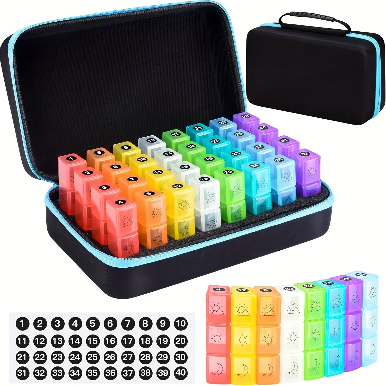 

Monthly Pill Organizer, 30 Day Travel Pill Box Organizer With 32 Daily Compartments, Month Pill Box Organizer For Fish Oil, Vita