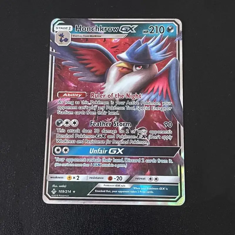 Pokemon PTCG-tarjeta Flash individual versión en inglés, juego de colección de Anime, Honchkrow, Heatran, Marshadow, Toxapex, regalos de Juguetes DIY